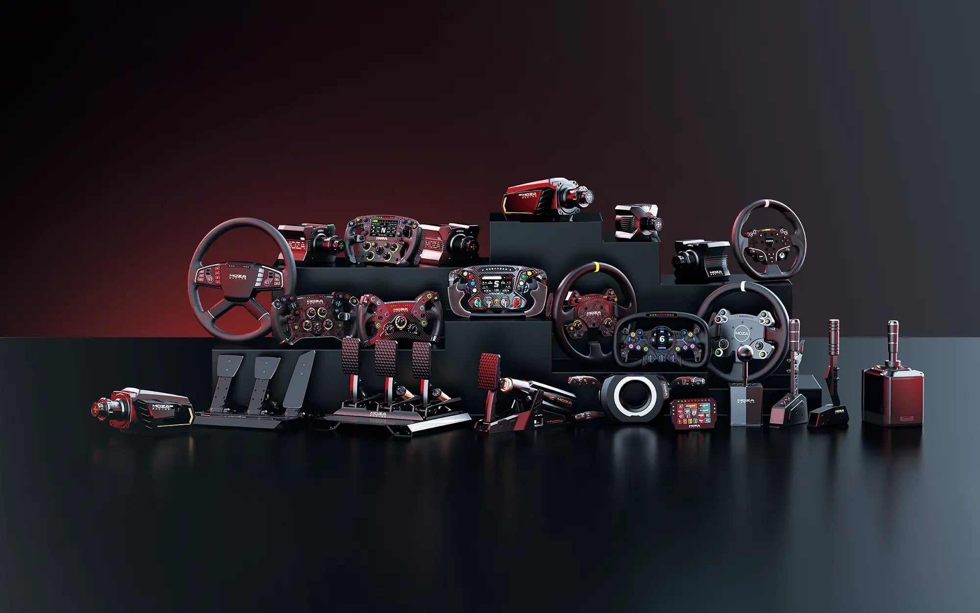 MOZA Racing wheelbases, wheels and pedals collection